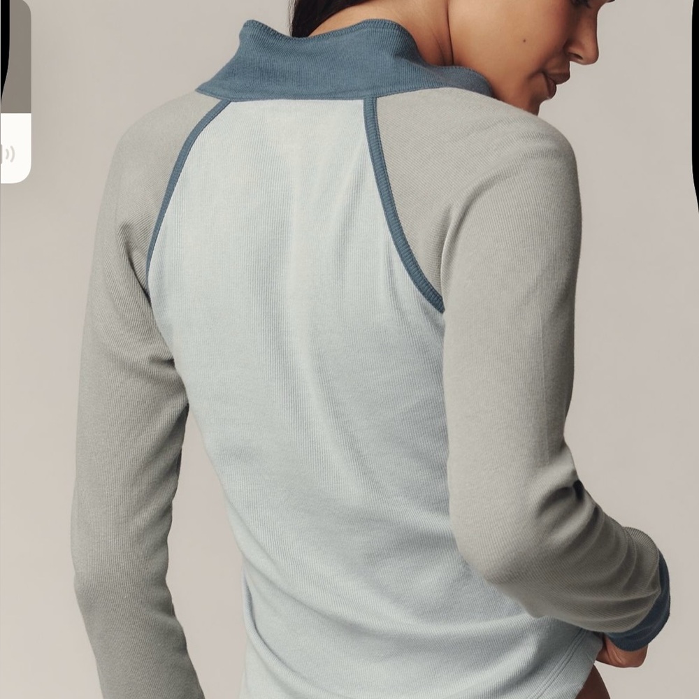 NWOT Anthropologie Pilcro Collared Half-Zip Pullover in Blue - Picture 2 of 9